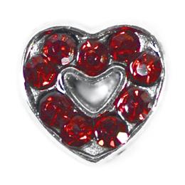Charm corazon piedras rojas