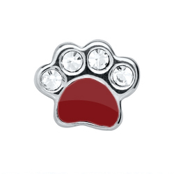 charm Huella de perrito rojo con piedras