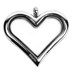 Locket plata corazon delgado piedras