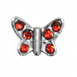 charm mariposa plata piedras rojas